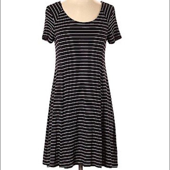 Decree Dresses & Skirts - Black/white stripe cozy swing dress